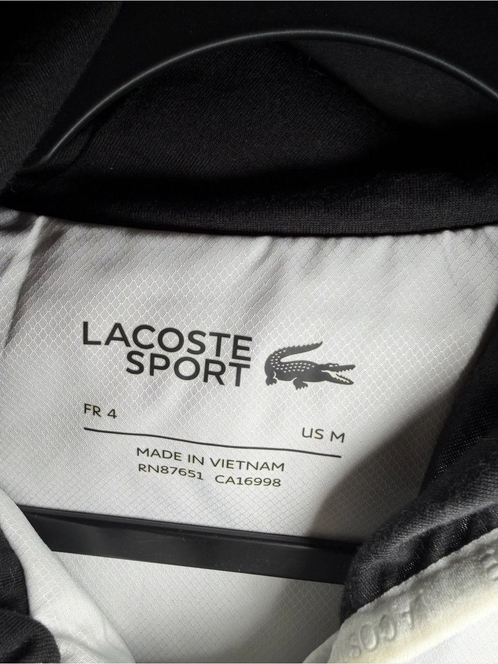 Lacoste Sport Black and White Athletic Hooded Jacket